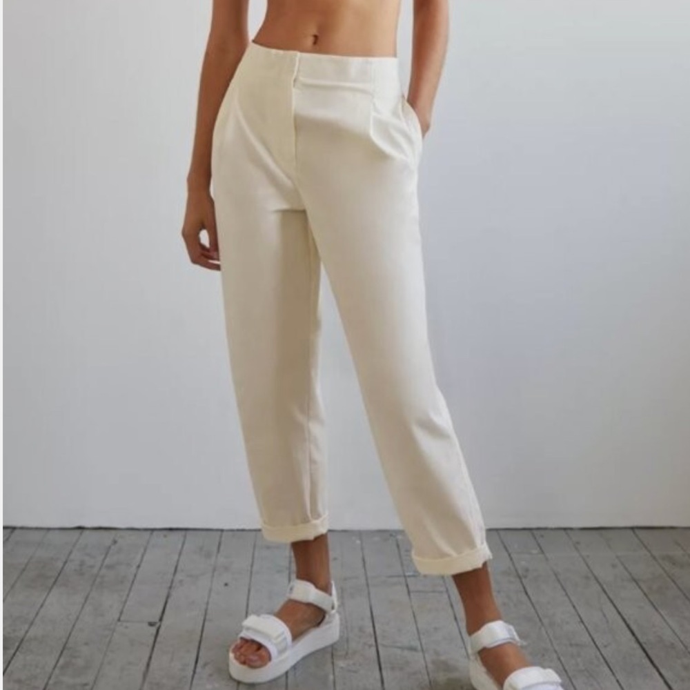 Aritzia / Wilfred Free Day-Off High Waisted Pleated Straight Leg Trousers Pants